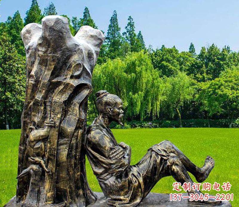 金华园林守株待兔典故人物铜雕