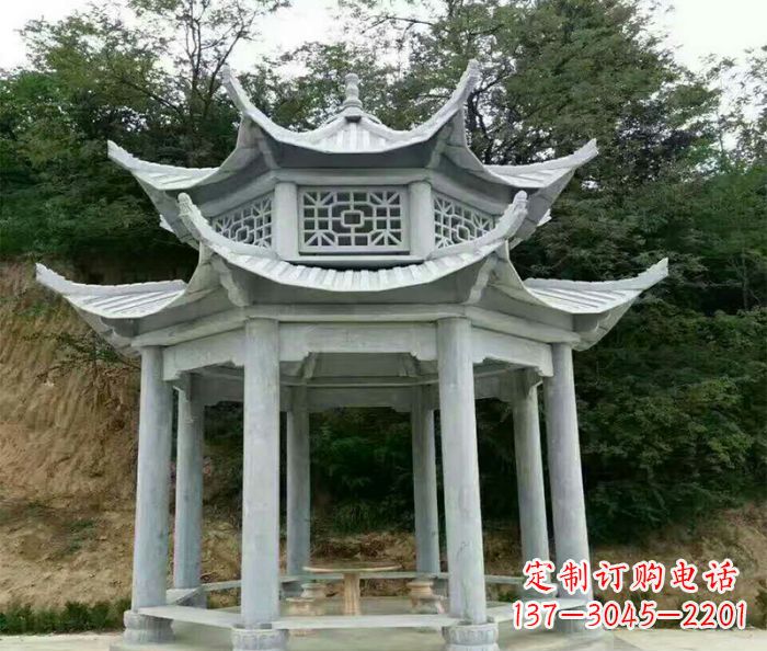 金华园林双层凉亭石雕 (2)