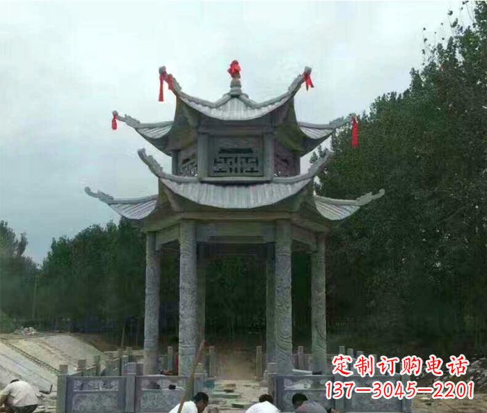 金华园林双层凉亭石雕 (3)