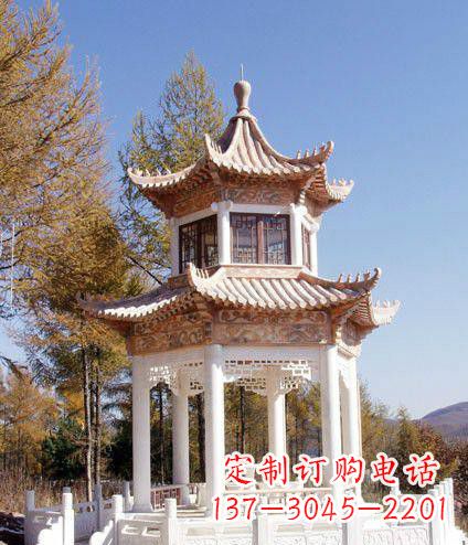 金华园林双层石凉亭景观石雕 (2)