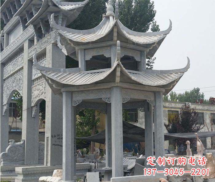 金华园林双层石雕凉亭
