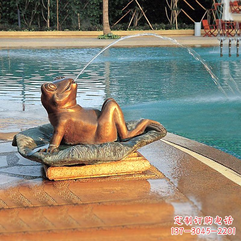 金华园林水景池塘游泳馆喷水青蛙铜雕塑