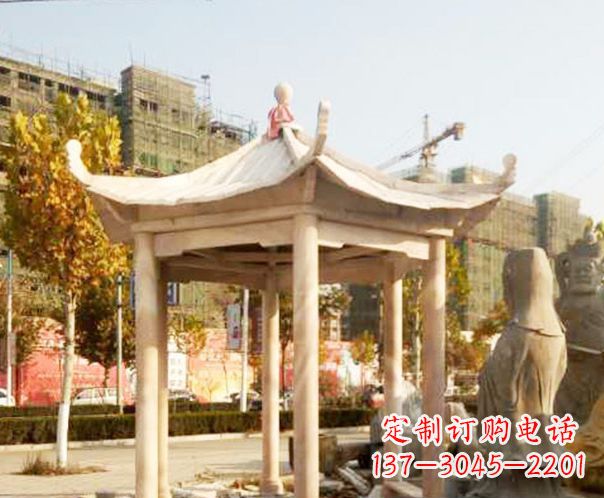 金华园林晚霞红单层凉亭景观石雕