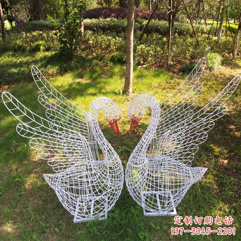 金华展翅天鹅公园绿地铁艺动物摆件