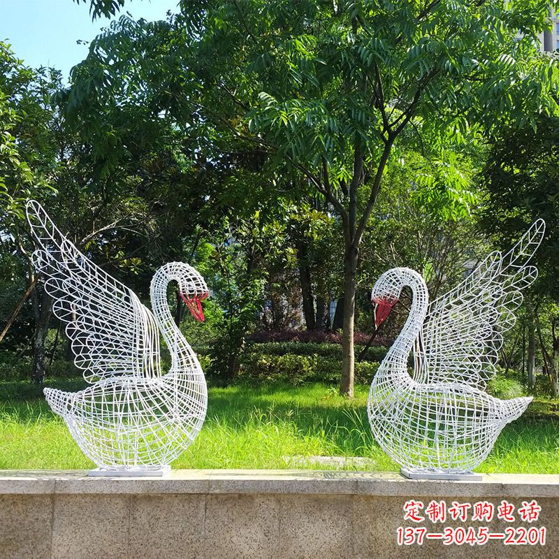 金华展翅天鹅网格雕塑-上色款