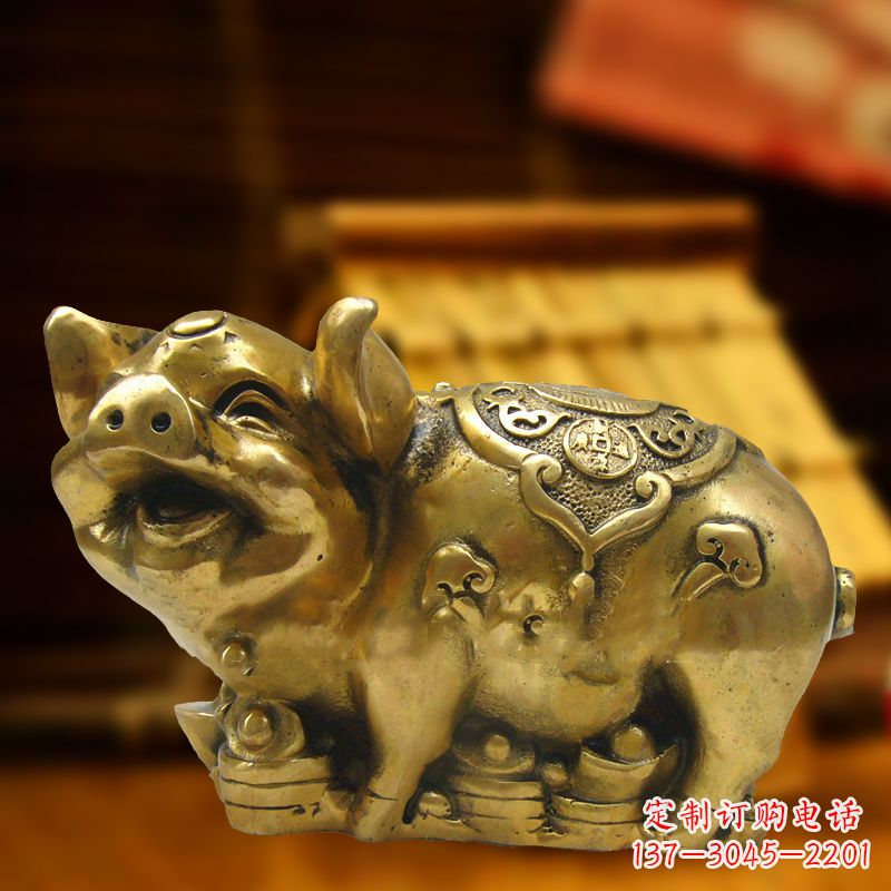 金华招财金猪铜雕-风水生肖动物雕塑企业商场美陈摆件