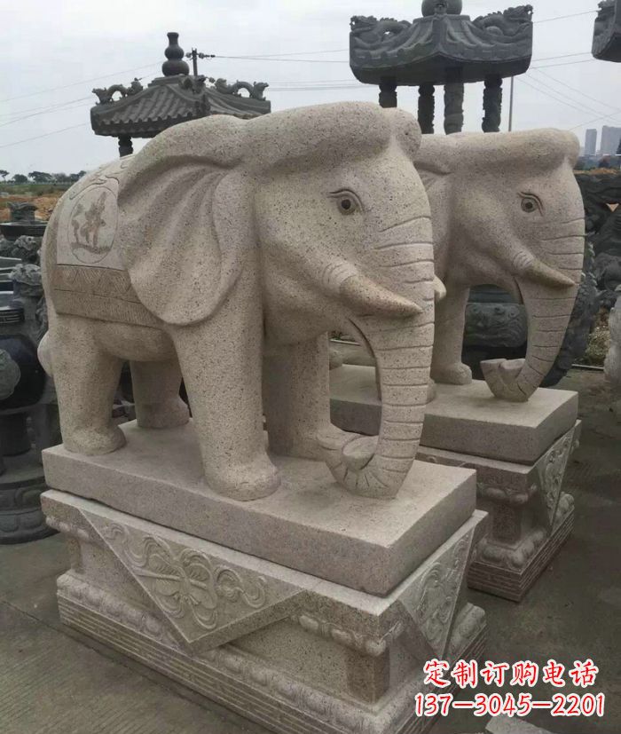 金华招财进宝大理石大象石雕