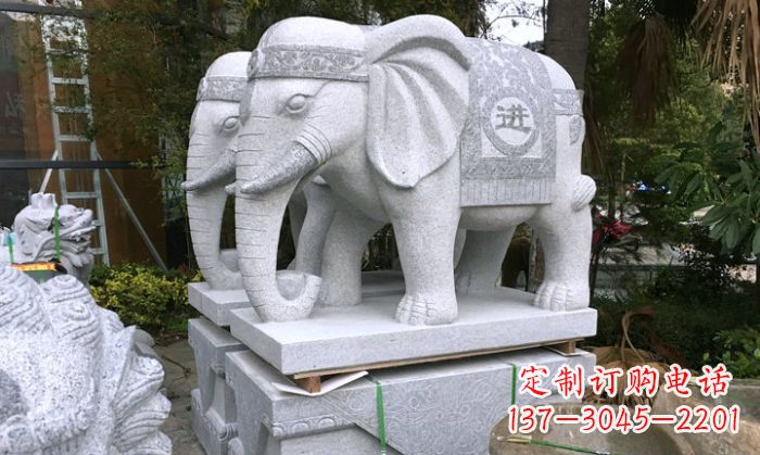 金华招财进宝大理石门口大象雕塑
