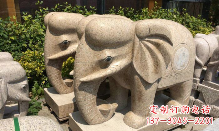 金华招财进宝砂岩大象石雕