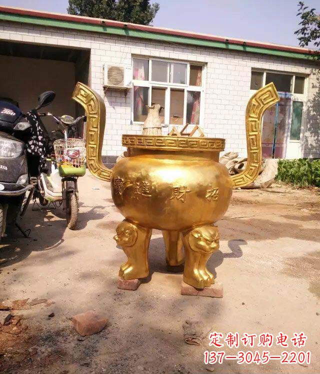 金华招财进宝香炉寺庙铜雕
