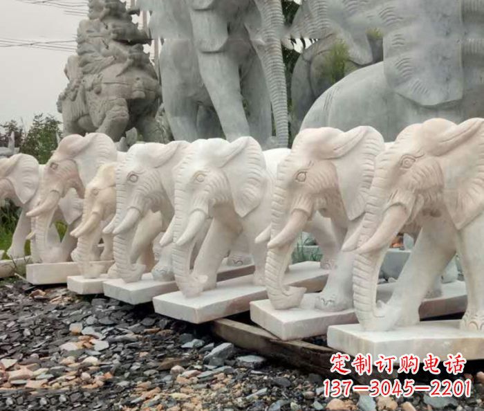 金华招财晚霞红大象石雕 (3)
