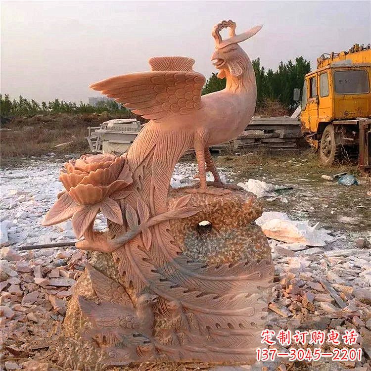 金华中国古代传说中的瑞鸟凤凰牡丹石雕