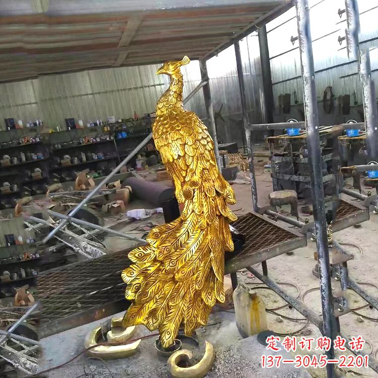 金华中国古代传说中的瑞鸟凤凰鎏金铜雕