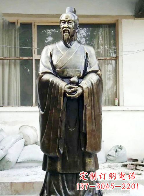 金华中国古代名医扁鹊铸铜雕像半身像
