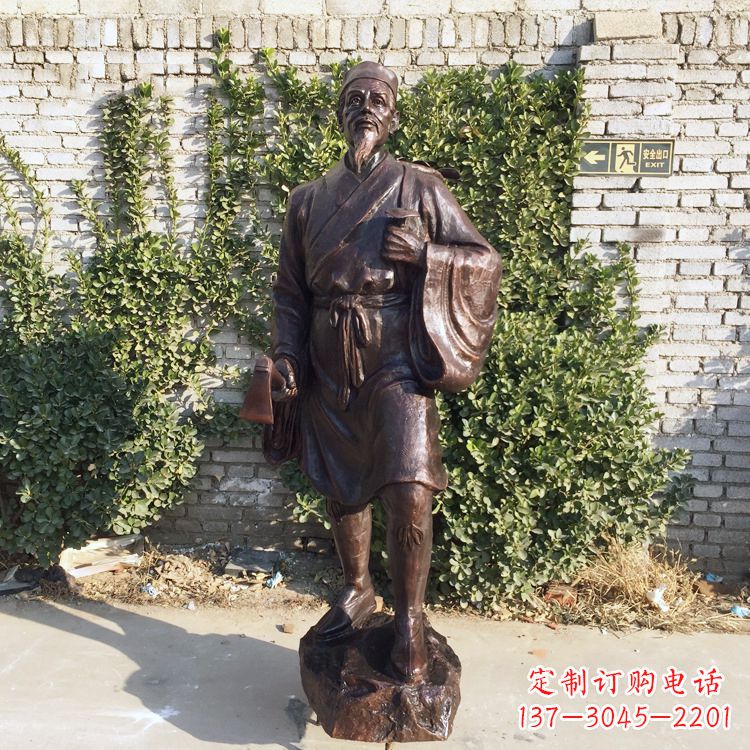 金华中国古代十大名医之李时珍铜雕塑像