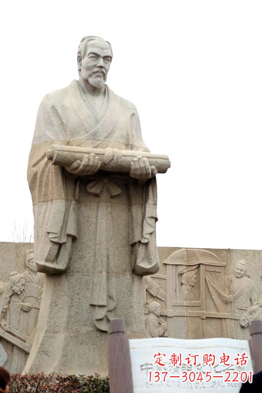 金华中国历史名人北宋绘画大师清明上河图画家张择端汉白玉石雕像