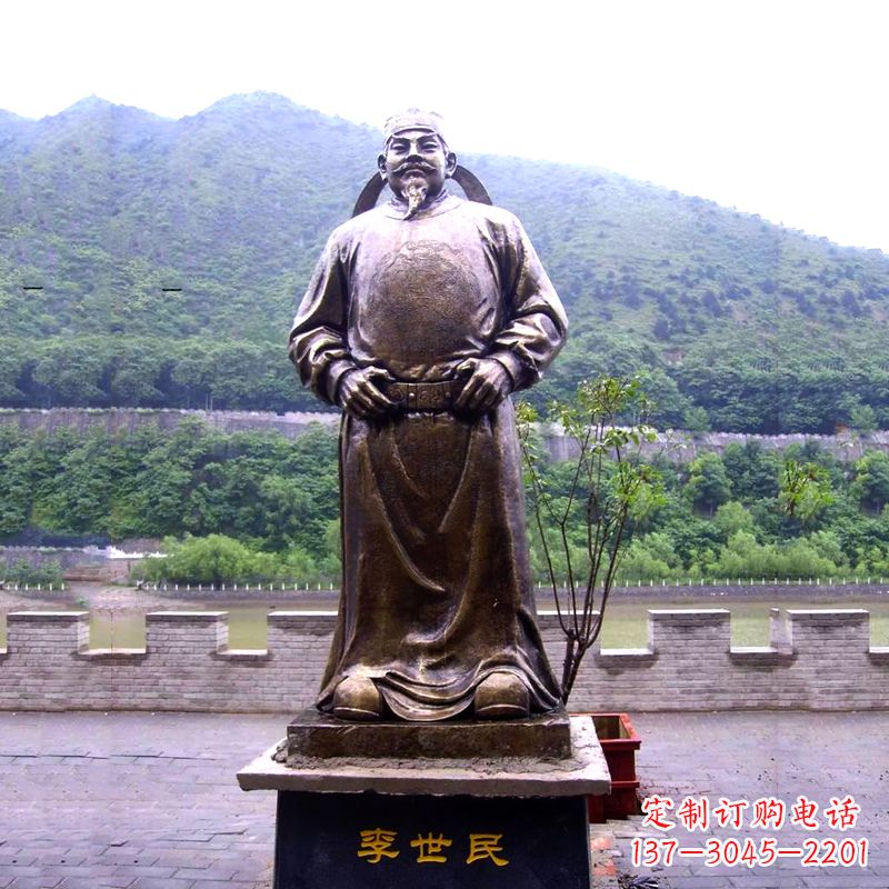 金华中国历史名人唐初著名帝王李世民铸铜雕像
