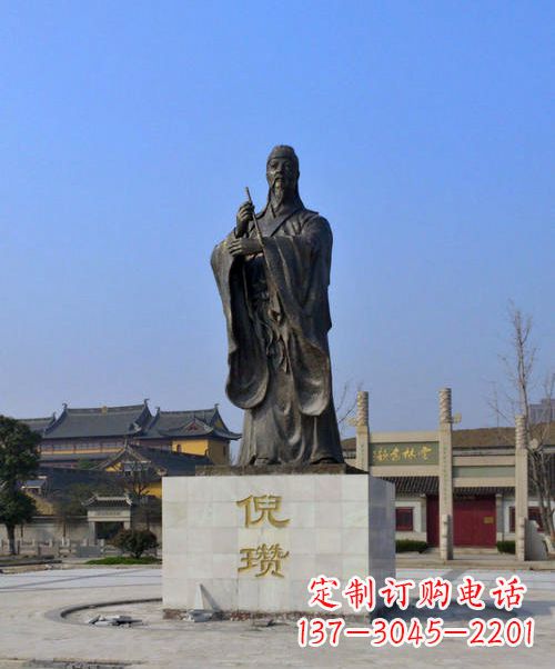 金华中国历史名人元末明初画家诗人倪瓒铜雕塑像