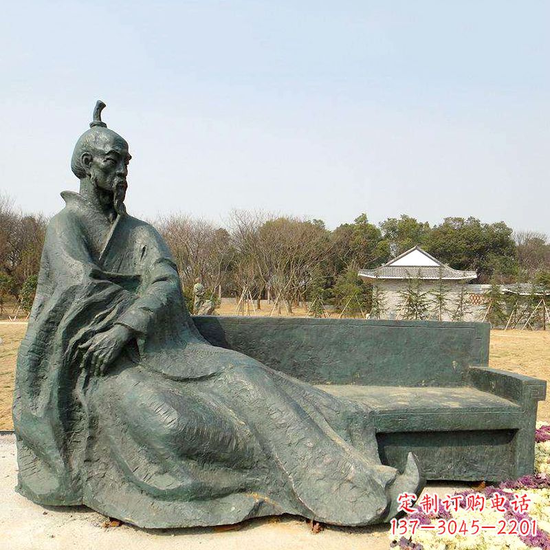 金华中国明末清初知名画家八大山人(朱耷)雕塑塑像-公园历史名人铜雕像