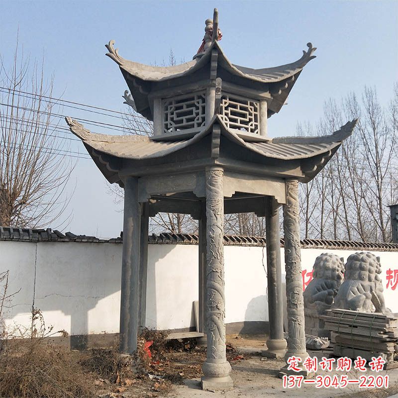 金华中式双层石雕凉亭