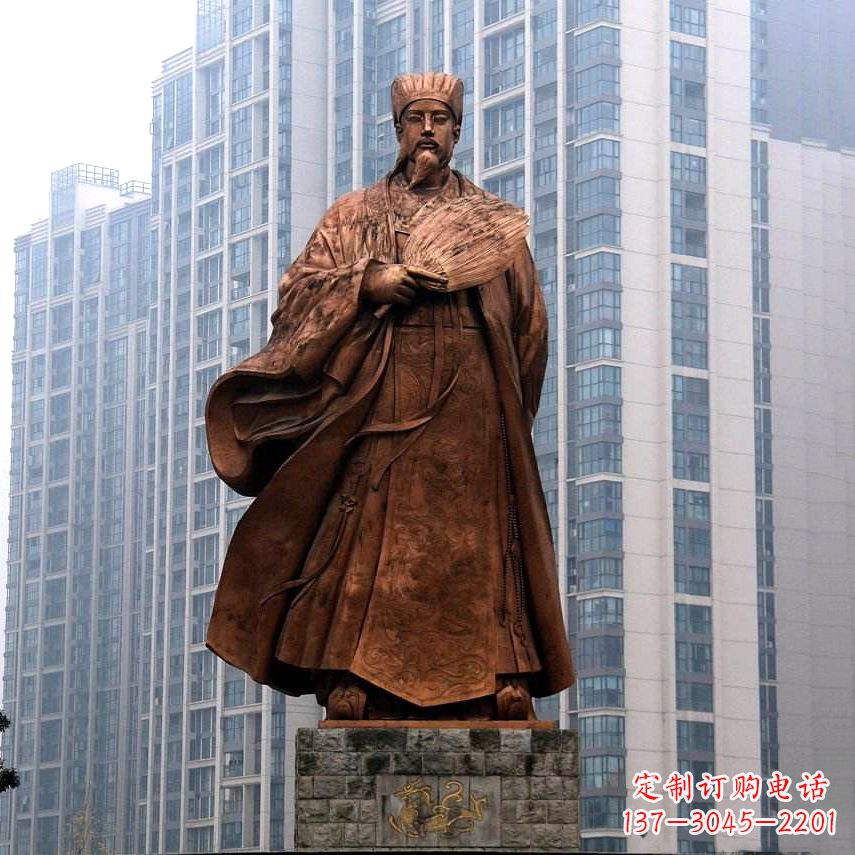 金华诸葛亮城市景观铜雕像-中国古代著名人物三国谋士卧龙先生雕塑