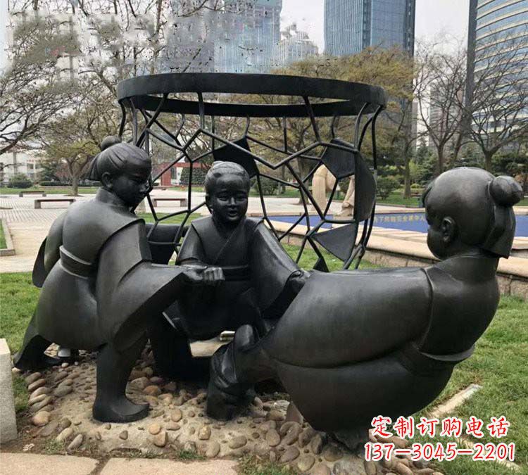 金华铸铜公园司马光砸缸儿童雕塑