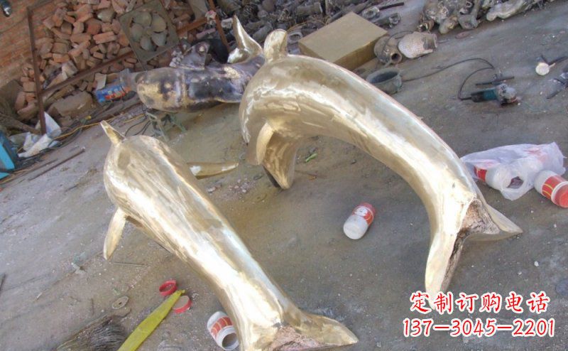 金华铸铜海豚公园动物铜雕