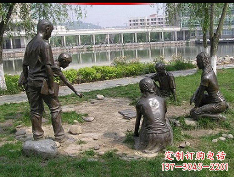 金华铸铜老师和学生雕塑