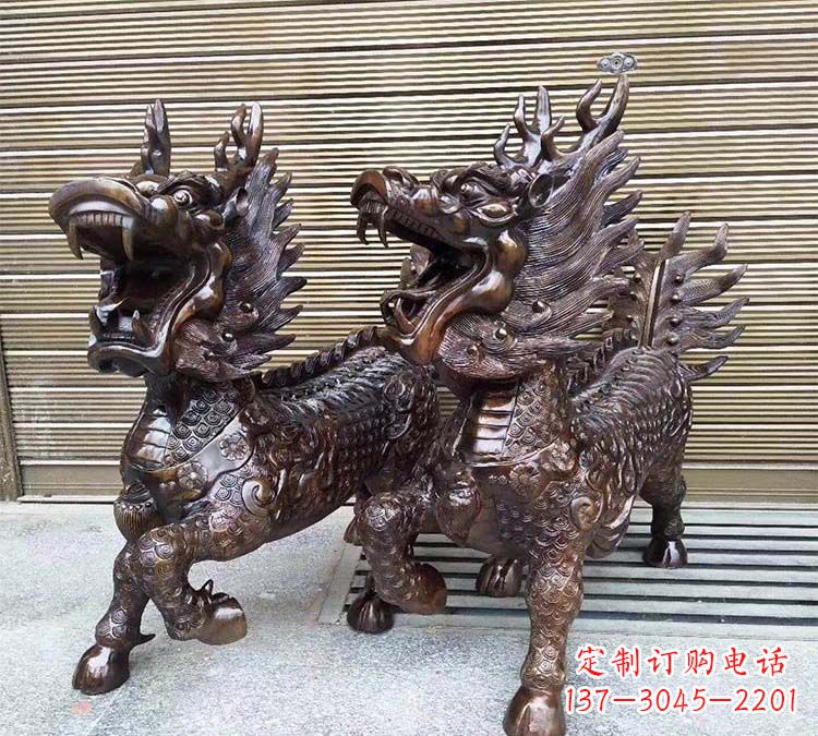 金华铸铜立式麒麟