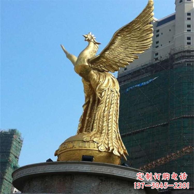金华铸铜鎏金凤凰景观雕塑-城市园林