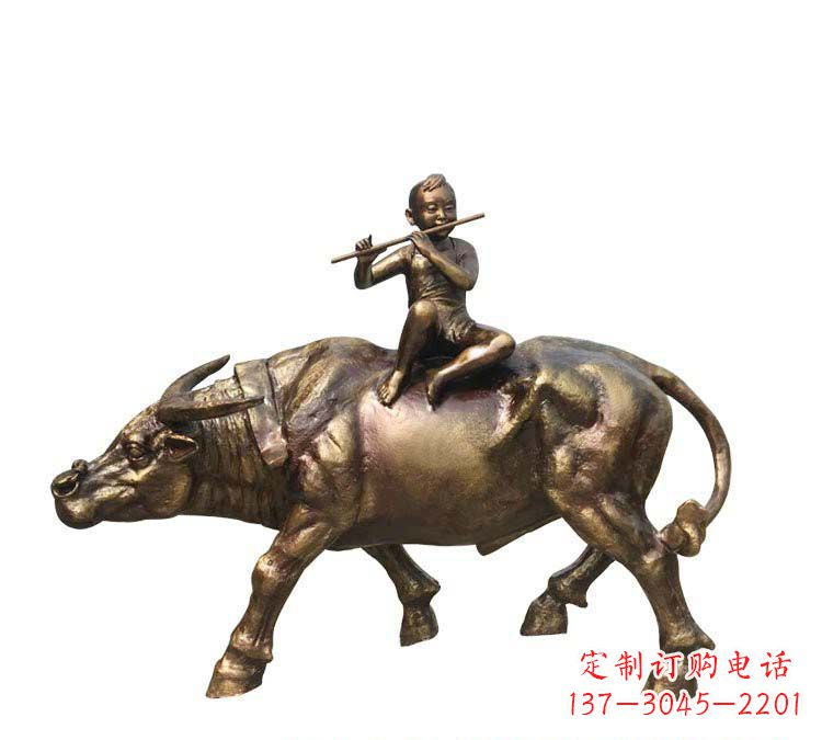 金华铸铜牧童牛雕塑