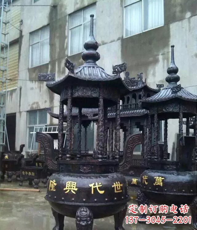 金华铸铜寺庙香炉铜雕 (3)