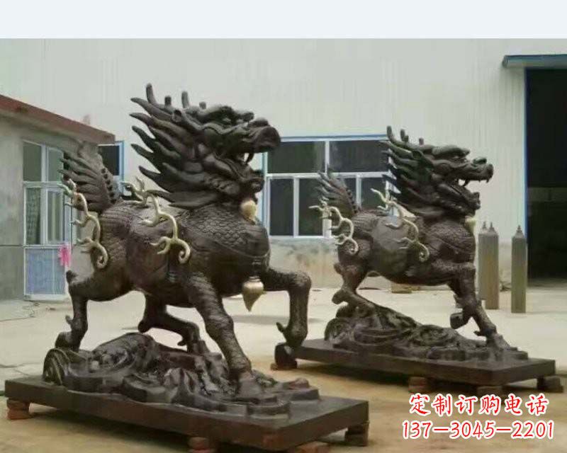 金华铸铜踏浪麒麟雕塑