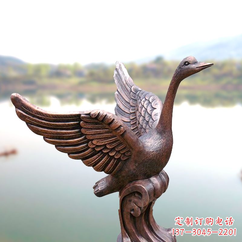 金华铸铜天鹅景观摆件
