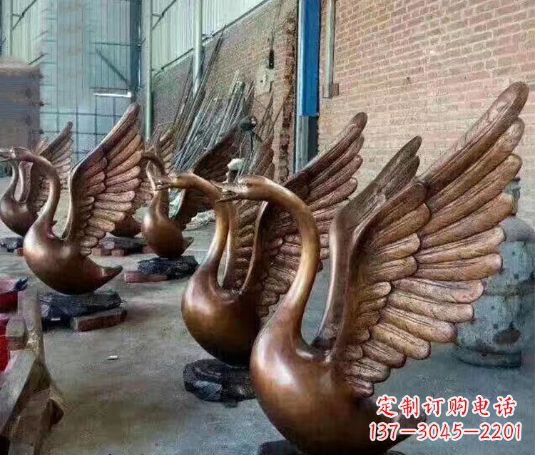 金华铸铜天鹅喷水动物喷泉雕塑