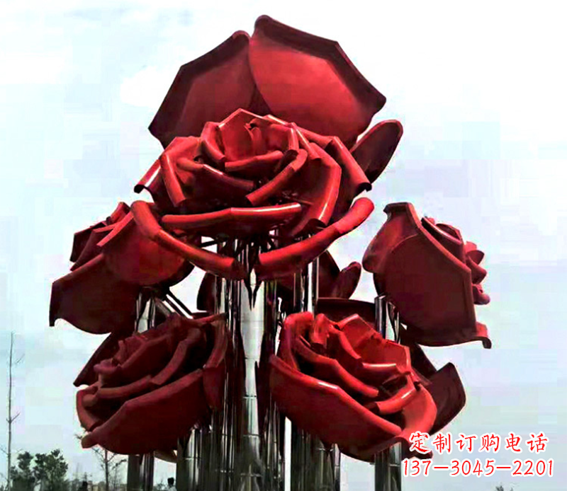 金华大型不锈钢玫瑰花雕塑