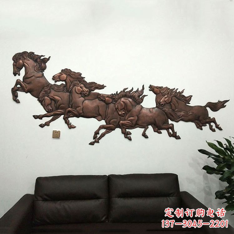 金华紫铜马儿浮雕装饰画