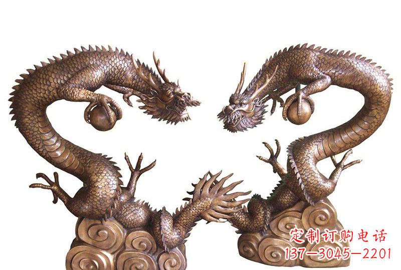 金华紫铜铸双龙戏珠