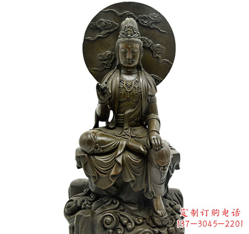 金华自在观音菩萨仿古铜雕佛像