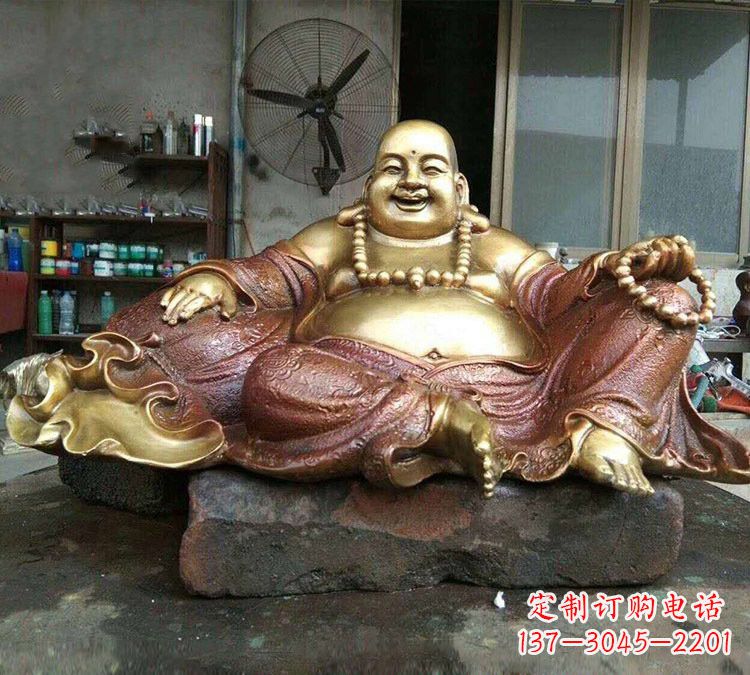 金华宗教供奉坐式弥勒佛铜雕