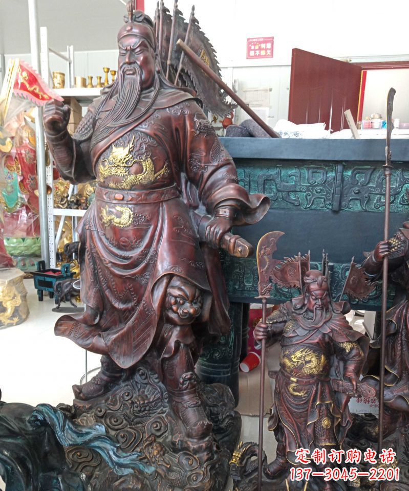 金华宗教庙宇关公武财神铜雕