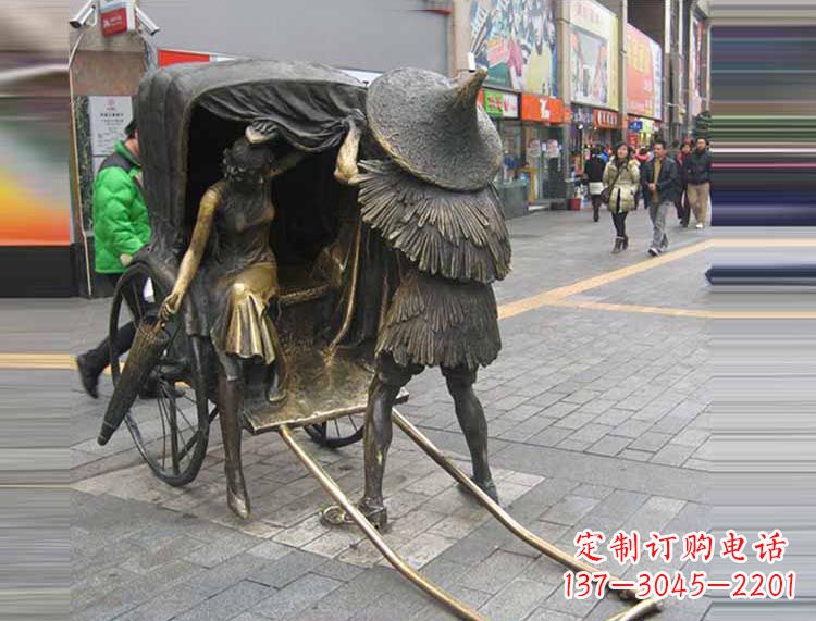 金华坐黄包车的女人铜雕 