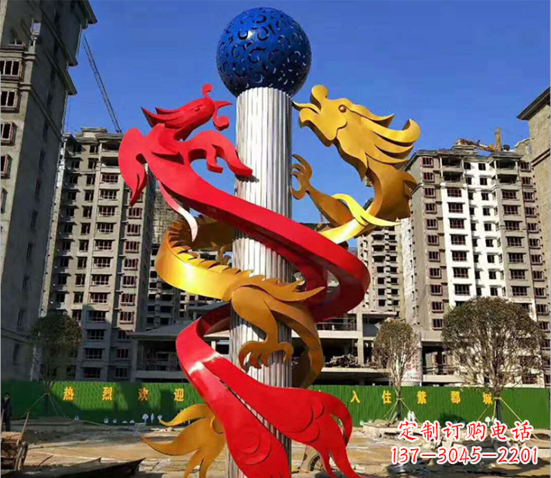 金华小区龙柱景观不锈钢